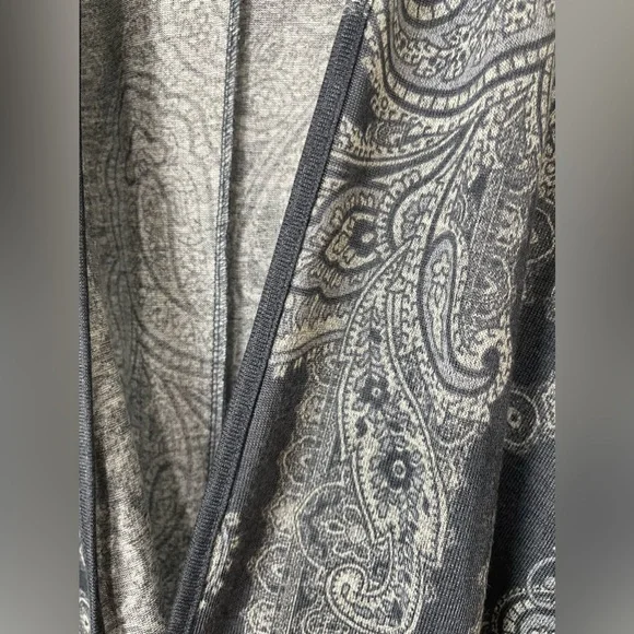 HANNAH Paisley Print Grey Open Front Knitted Cardigan Sweater Size L - Picture 6 of 10
